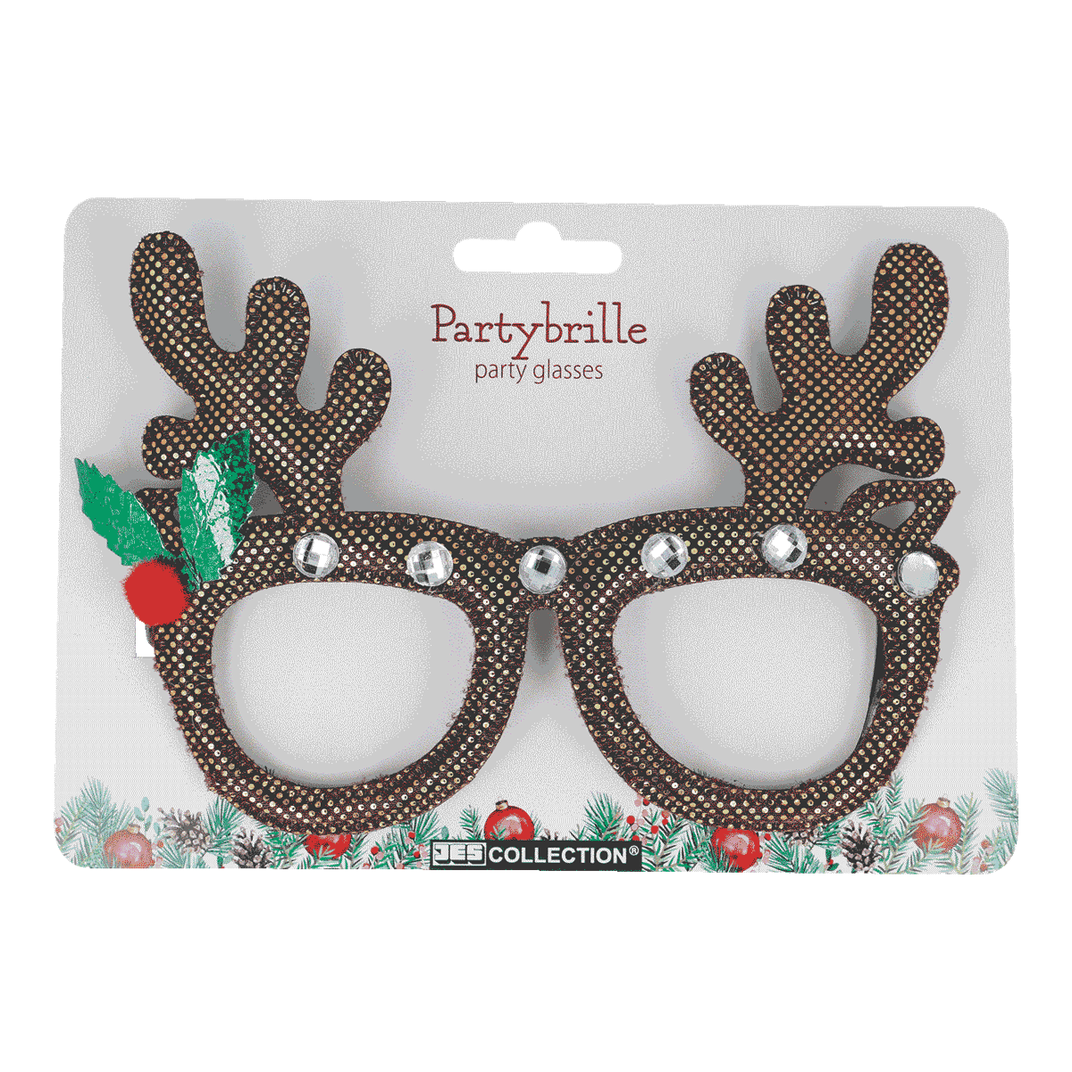 Partybrille, Brille, Regenbogenbraun, Dekobrille, Weihnachtsschmuck