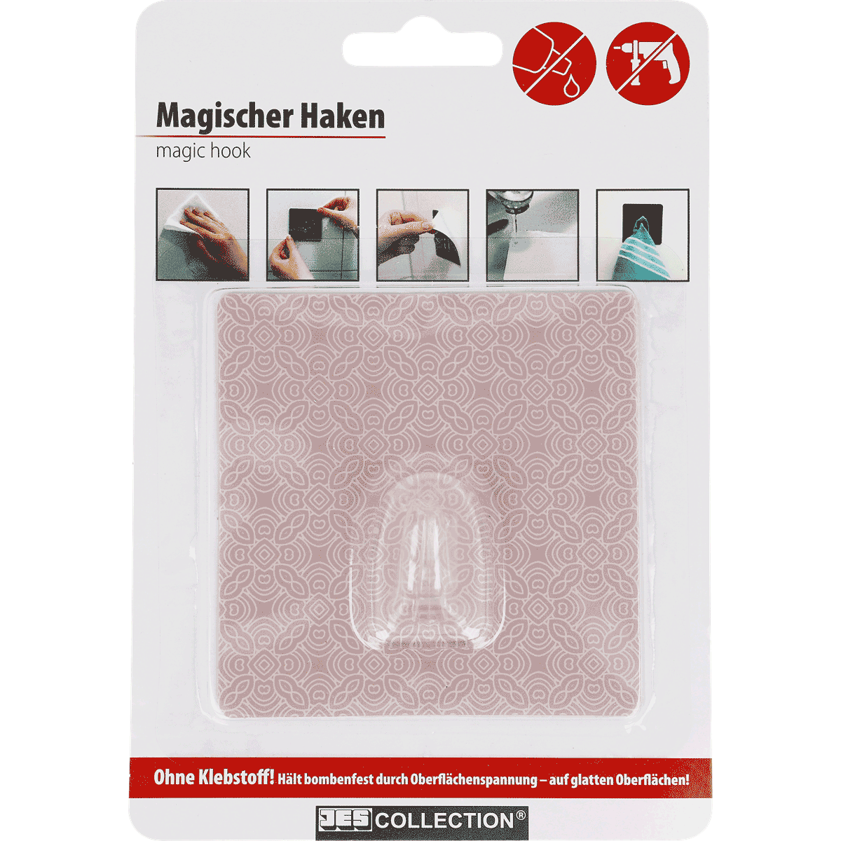 Magnetischer Haken, ohne Klebstoff, Rosenmuster, Klebepatch, dekorativer Haken, magischer haken, haken, dekorativer haken, oberfläche klemmbefestigung, scheinbild dekoration, Magischer Haken, Haken, Dekorhaken, rosa Muster, Klebehaken