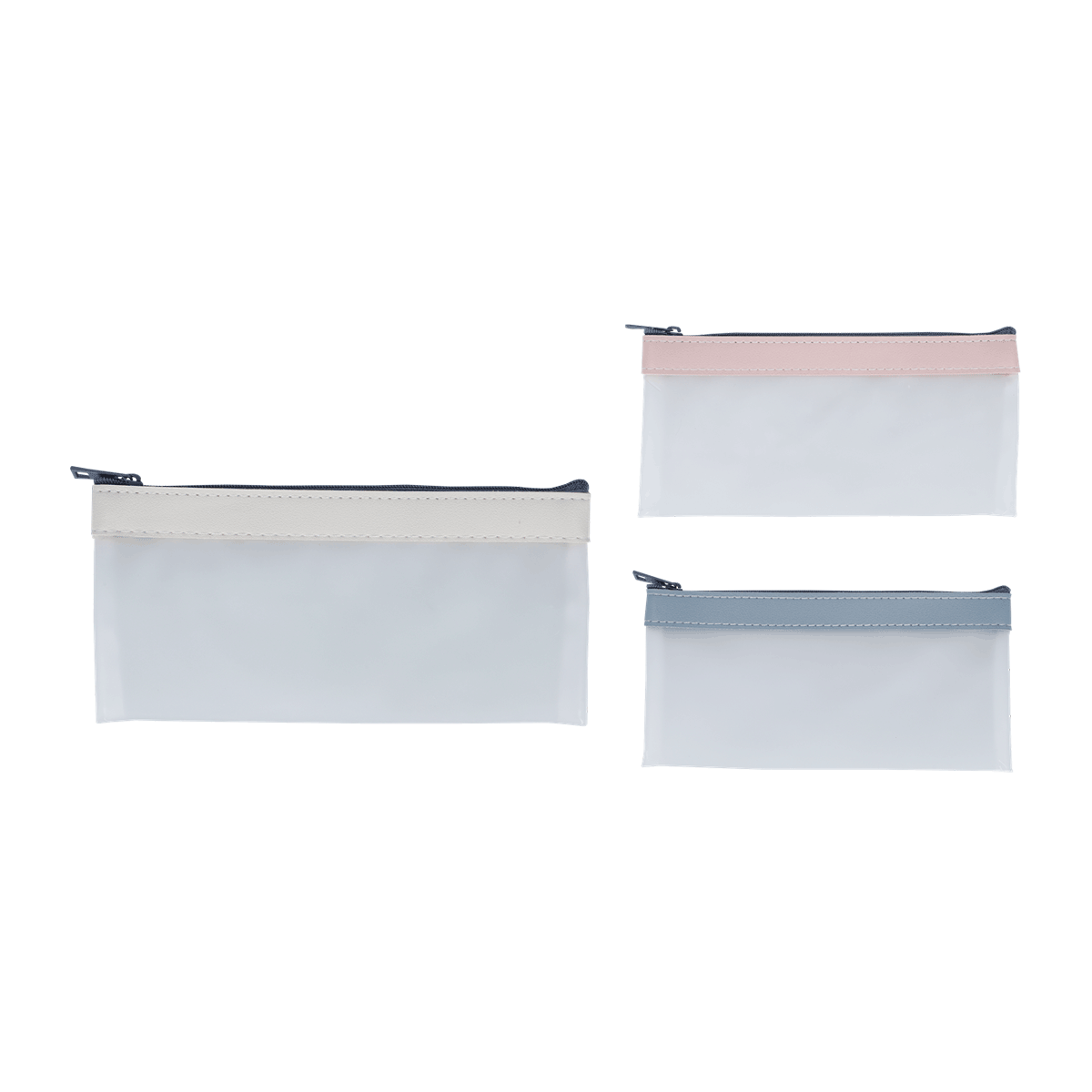 Kosmetiktasche, Lederoptik, Reißverschluss, Clearbags, Portemonnaie klein, Make-up-Tasche, Schminketui, Zip-Beutel, Transparente Tasche, Farbblock-Tasche, Make-up Tasche, Beutel, Reißverschluss, transparent, pastell