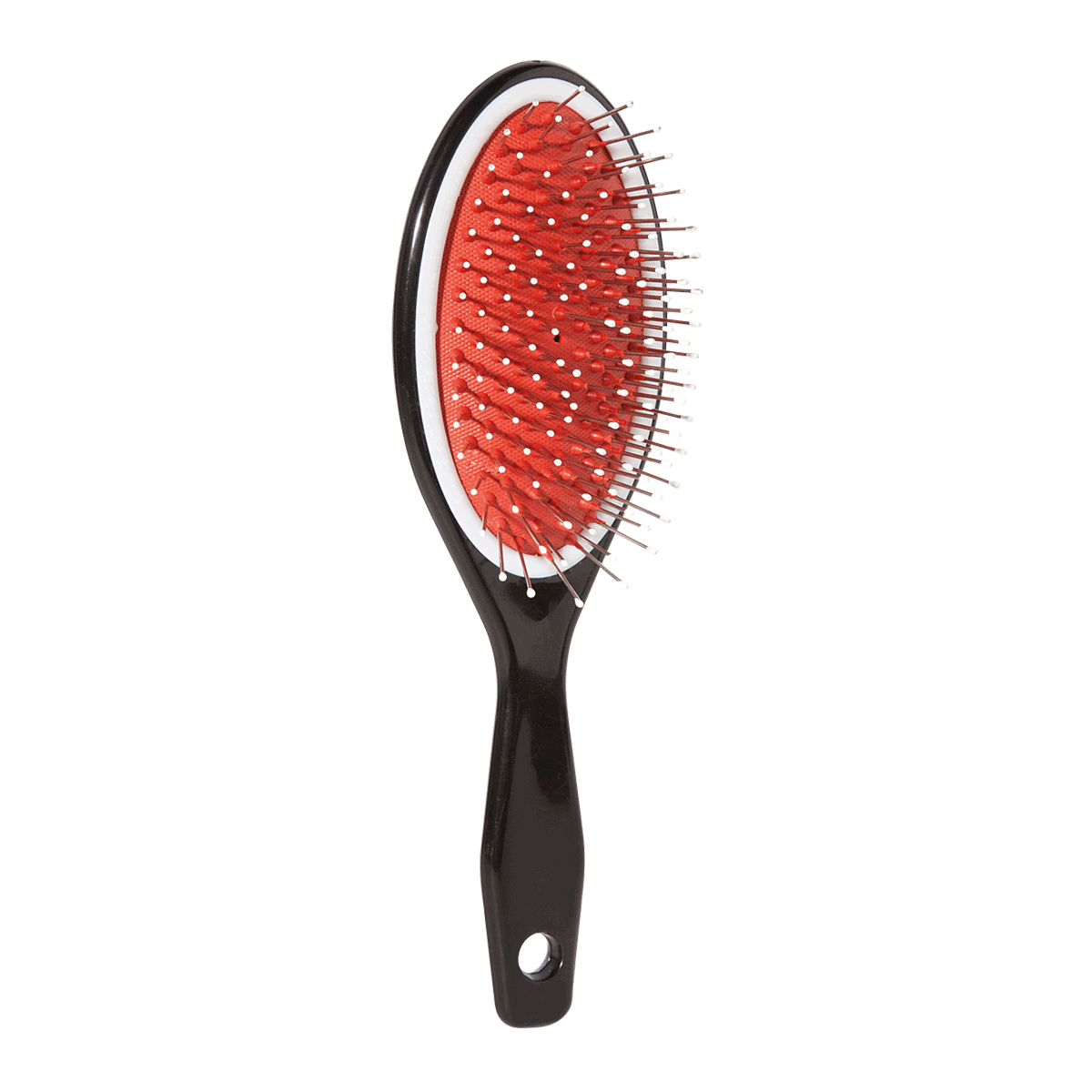 Haarbürste, Paddelbürste, rot, oval, Kopf Kunststoff, Haarbürste, Rot, Bürstenkopf, Kamm, Styling, Haarbürste, Paddelbürste, rot, Schwarzer Griff, Nadelstifte