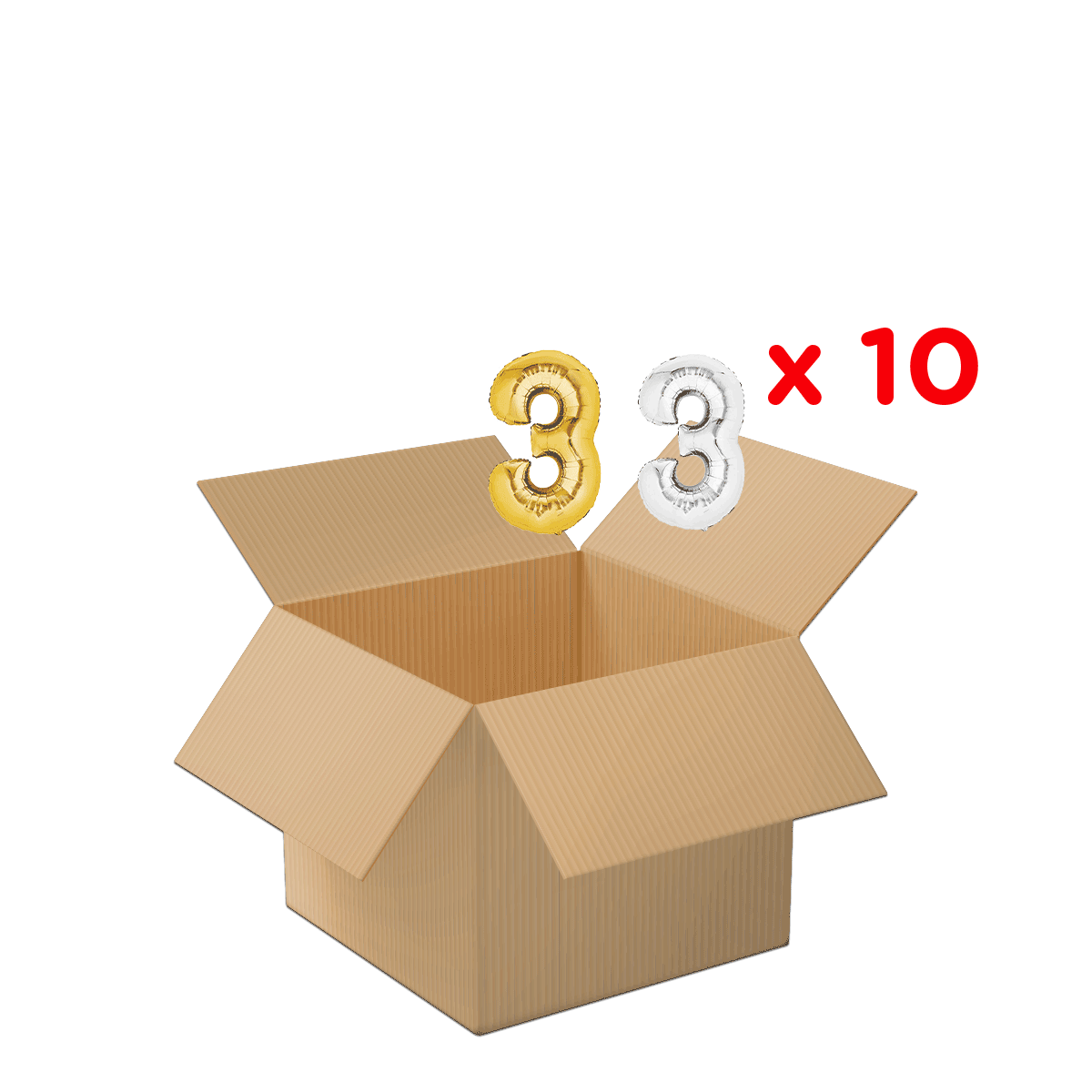 kartonbox, postbox, balloon numbers, 3, x10, Luftballons, 3D Zahlen, Geburtstagsdeko, Kartonbox, Zahlenschrift, Kartonbox, Geschenkbox, 30x30x30 cm, Luftballon, Geburtstagsdeko