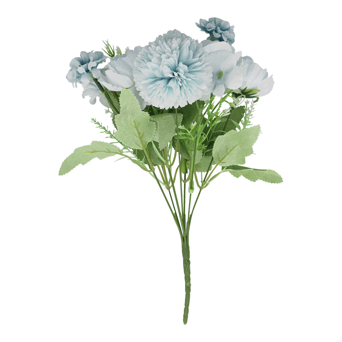 Blumenstrauß, Kunstblume, Taupe/Blau Blüten, Grünblätter, Schnittblumen, Blumenstrauß, Kunstblume, Blüten, Stielbund, Telle, blumensträuße, künstliche blumen, floral arrangement, kauf bouquet, deko blumen