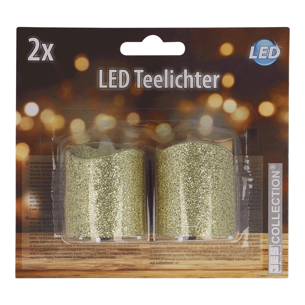 LED, Teelichter, Kunststoff, Glitter, 2er-Set