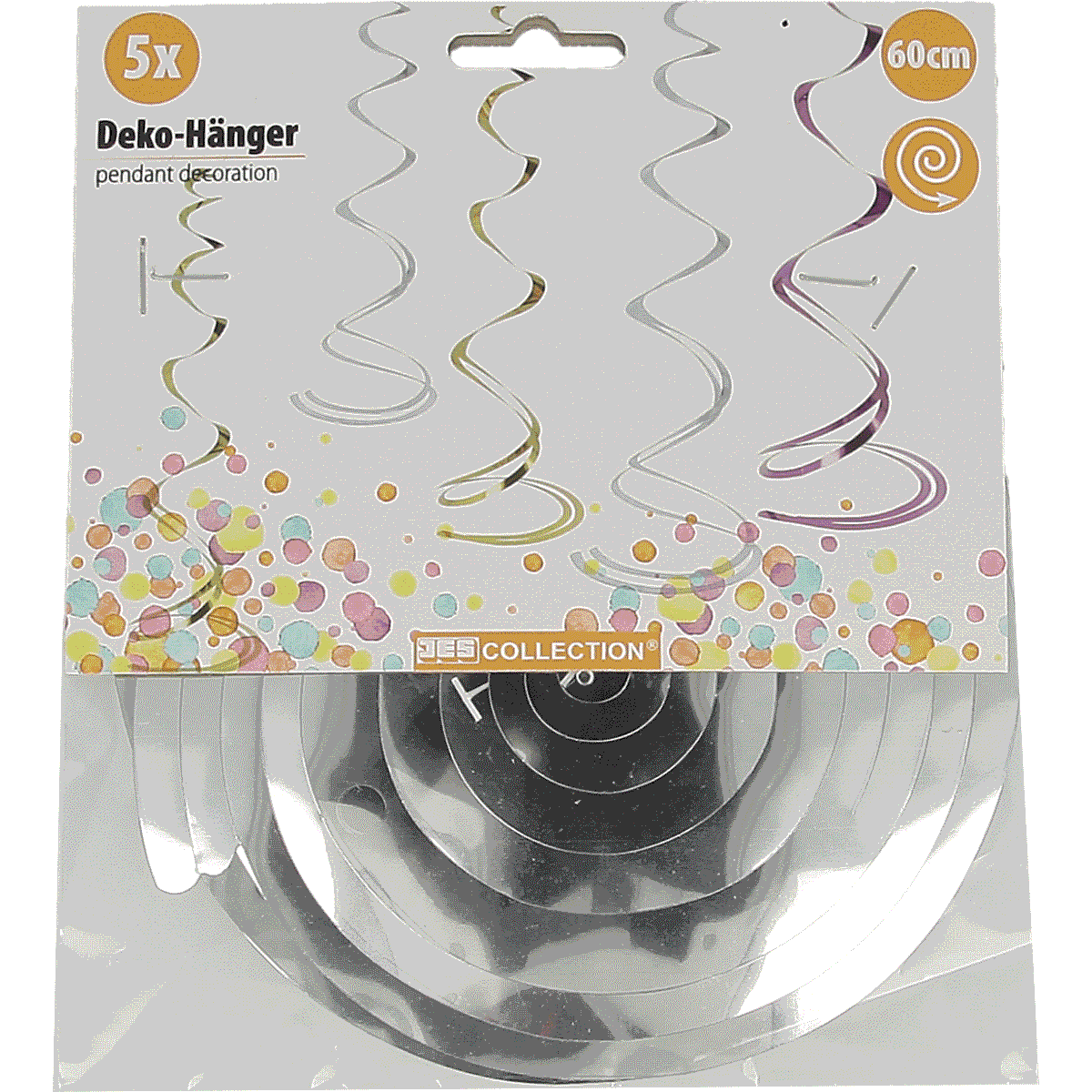 Deko, Hänger, Spirale, Konfetti, 60 cm, Deko-Hänger, Streudeko, Konfetti, Schwebe Spirale, 60 cm, Deko-Hänger, Kugelkonfetti, Spiralkette, Girlande, 60 cm