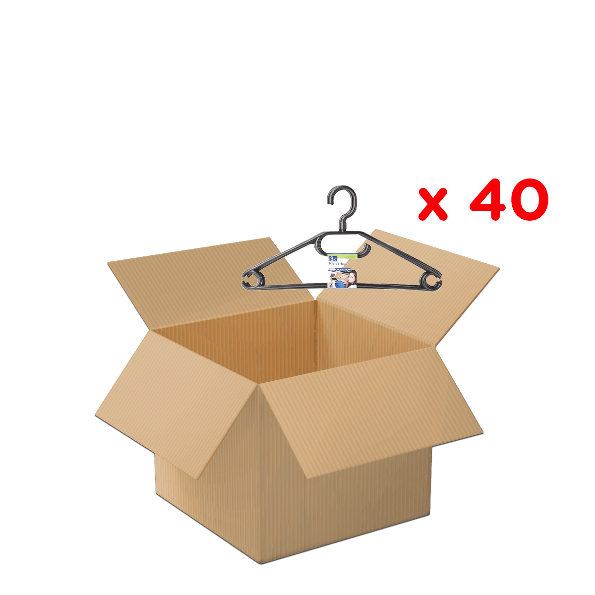 Kleiderbügel, Hängebügel, Kartongröße, Kartonbox, 40 Stück, Kartonbox, Aufbewahrungsbox, Umzugskarton, Hängender Kleiderbügel, 40 Stück, Kartonbox, Aufbewahrungsbox, Kartonage, Aufbaukasten, Hänger/Kleiderbügel