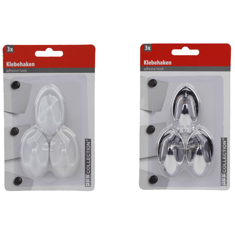 Klebehaken, Zahn-Haken, transparent, Plastik, Verpackung, Klebekhawken, Klebehaken, selbstklebender Haken, Klebehaken-Set, 3x Haken, Klebehaken, Adhäsionshaken, Haken-Set, Klebeclip, Dreieckshaken