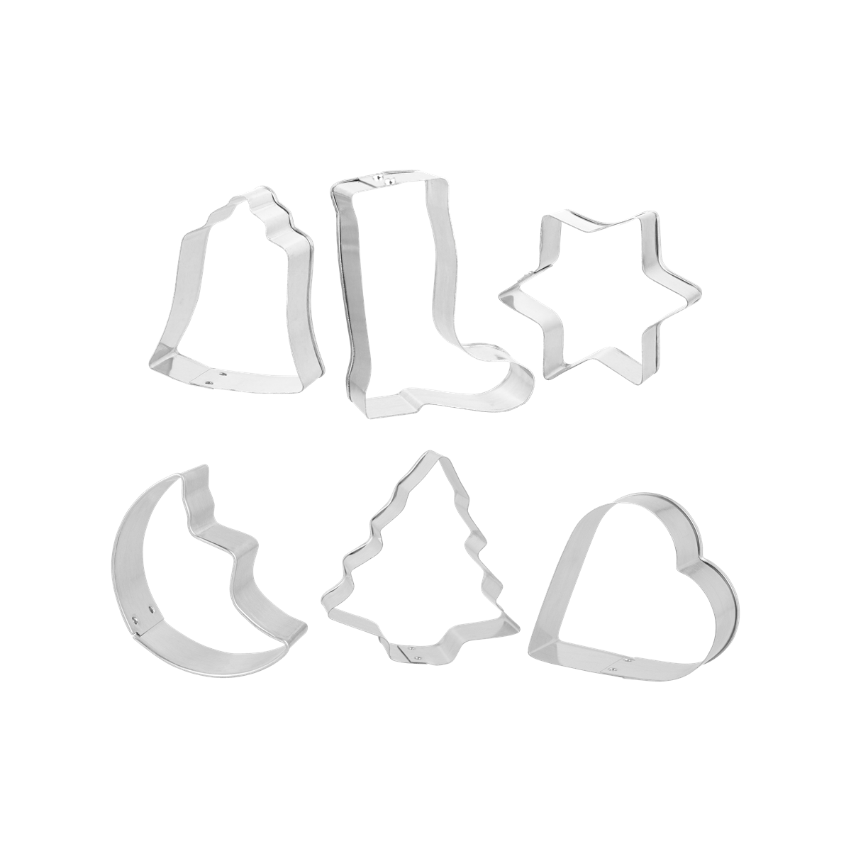 cookie cutters, backformen, silber, satz, stern baum mond形