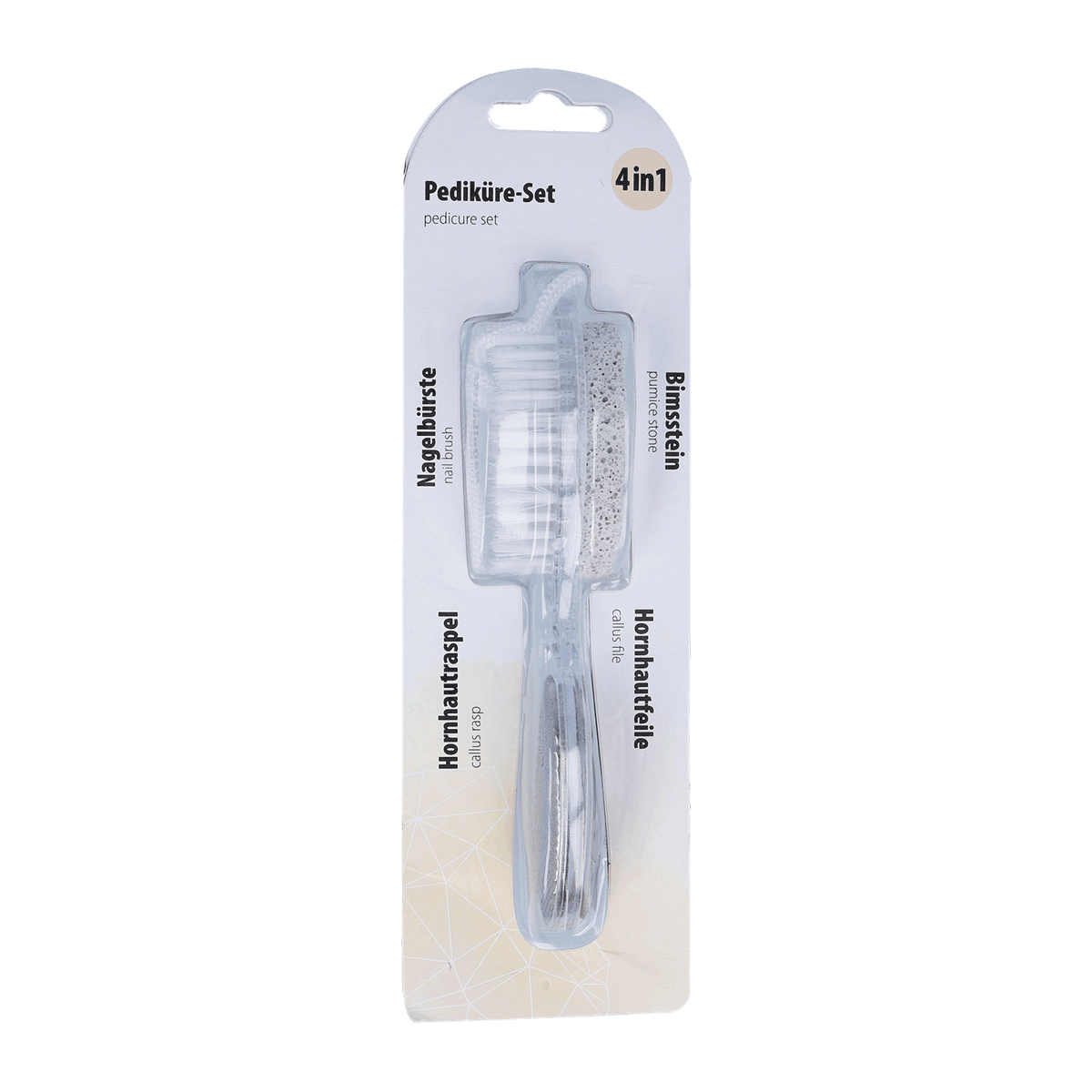 Pediküre-Set, Nagelbürste, Pflegewerkzeug, Hornhautfeile, Fußpflege-Set, Zahnbürsten-Set, Nagelbürste, 4-in-1, Zahnpflege, Hornhautfeile, Pediküre-Set, Nagelbürste, Hornhautraspel, Pumsteine, 4in1