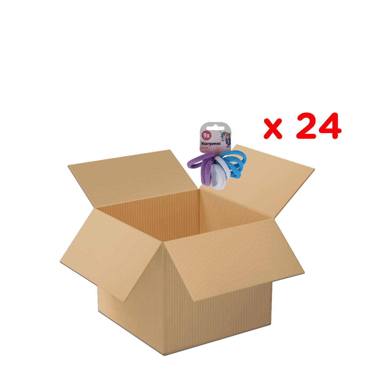 Box, Pappe, Versandkarton, offene Box, Verpackung, Kartonbox, offene Box, Haargummi, Zubehör, Verpackung x24, Kartonbox, offene Box, Verpackungsbox, Versandbox, Kasten