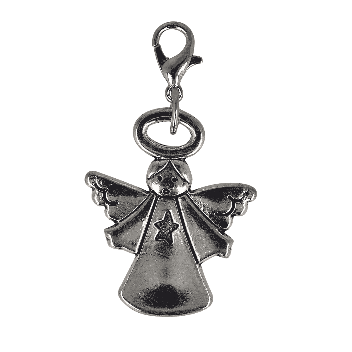 Engel Anhänger, Schmuckanhänger, Stahl, Drahtstern, Karabinerverschluss, Engel Anhänger, Charm, Metall, Star/M Star Symbol, Tierfigur, Anhänger, Engel, Schmuckanhänger, Charme, Silber