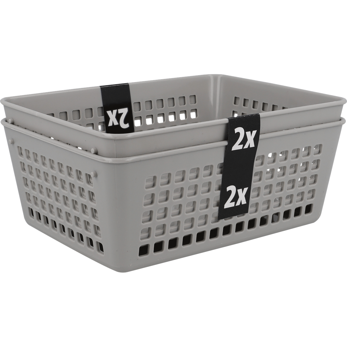Korb, Erste Hilfe, aufbewahrungskorb, korb, grau, Lochmuster, 2x, korb, korb aus plastik, gitterkorb, aufbewahrung, 2x sets