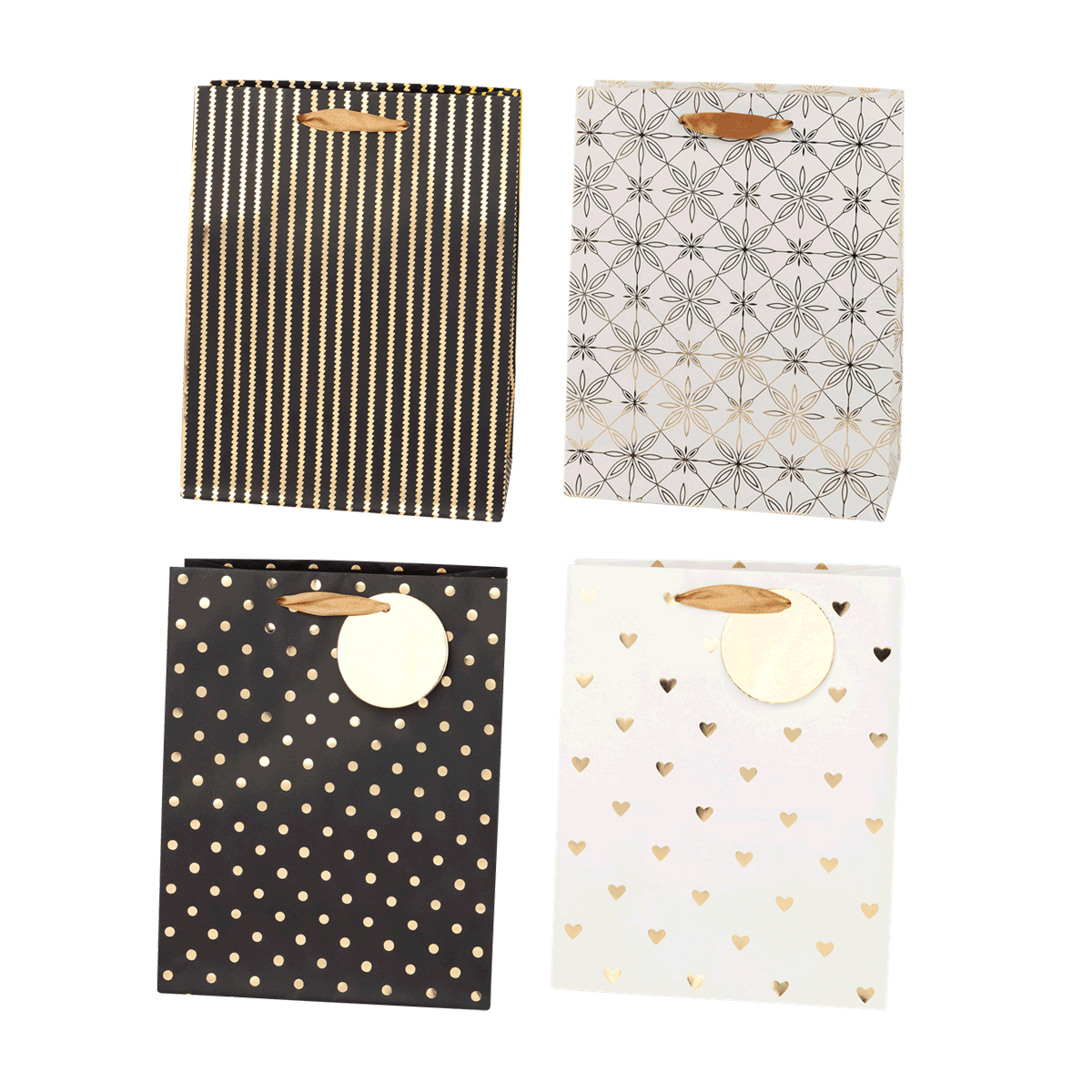 Geschenkverpackung, Papiertragetasche, Goldfarben, Herzmuster, Punktemuster, Geschenkverpackung, Papiertragetasche, Musternadel, Goldakzente, Herzmuster,  Geschenkverpackung,  Geschenkbeutel,  Muster,  Punkte,  Herz