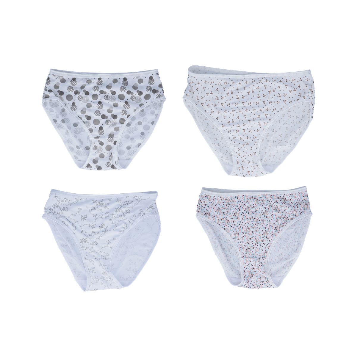 Unterwäsche, Weibliche Slip, Muster: Punkte, Muster: Blumen, Höschen Set, Unterwäsche, Damen Slip, Blumenkreis Muster, Bunt gemustert, Höschen, Unterwäsche, Damen Slip, Muster Mix, Weiß, einteilige Muster