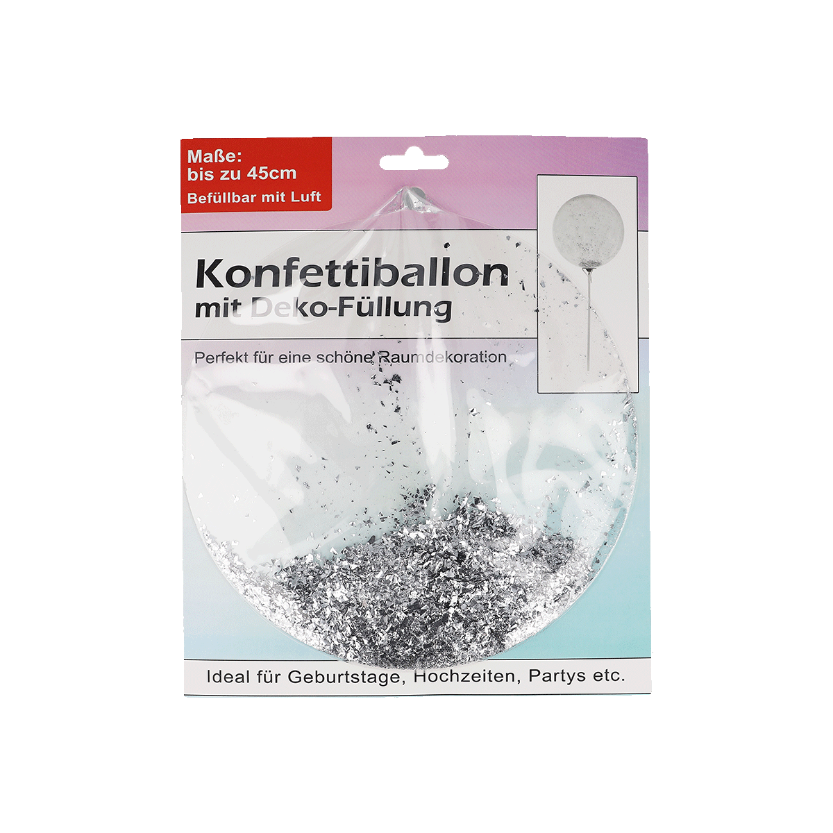 Konfettiballon, Dekor-Füllung, Glitter, Ballonfüllung, Silber, Konfetti, Ballonfüllung, Dekorationsfüllung, Glitzer, Partydeko, Konfetti, Ballon, Dekoration, Füllung, Glitzer