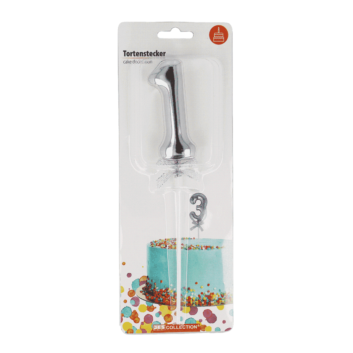 Kuchenaufsatz,  Zahlkerze,  Silber, 3,  Partydekoration, Torte Kerzenhalter, Zahl 1, Kuchen Dekoration, Tortenstab, Silber, Kuchenkerzen, Tortenstecker, Zahl 1, Metallstab, Zahl 1 Kuchendeko