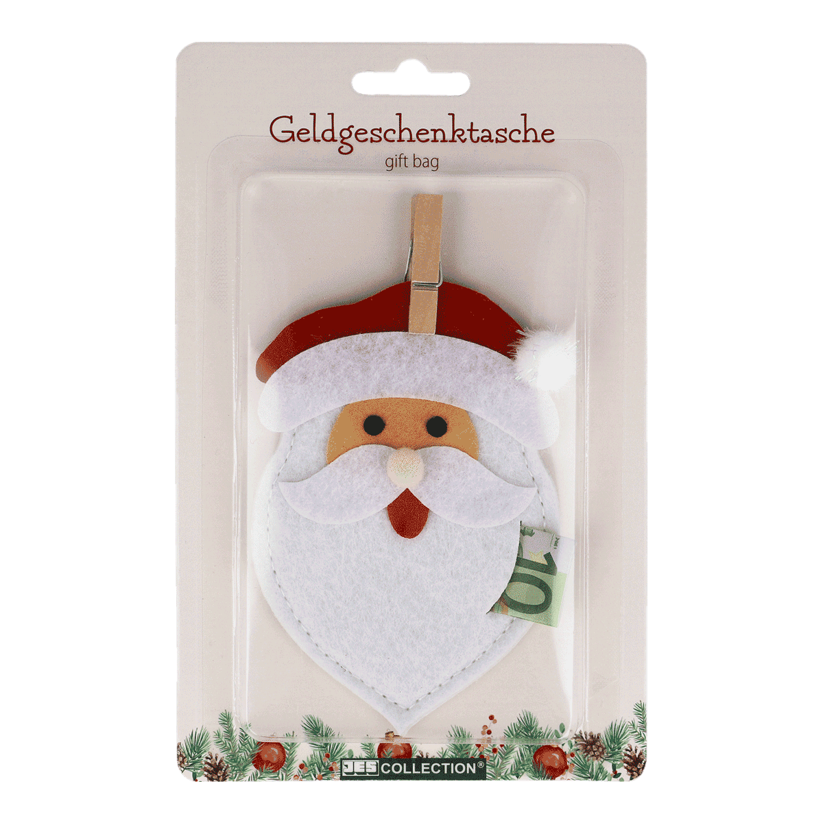 Weihnachtsdeko, Santa Geschenke, Geldbörse, Geldtasche, Weihnachtsmütze