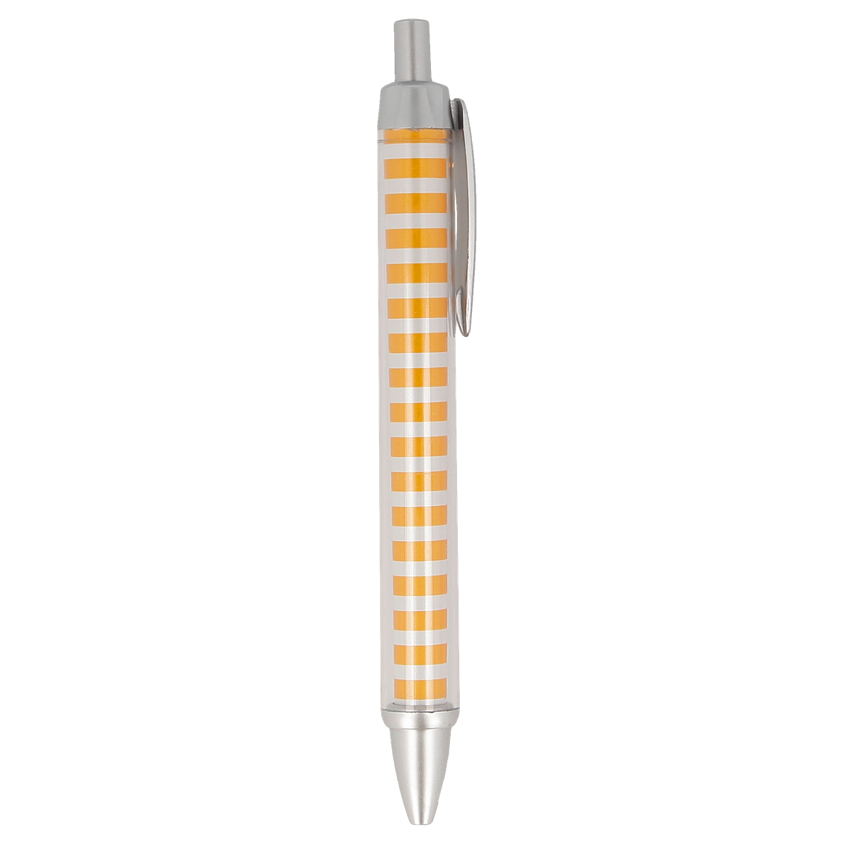 mechanischer Stift, orange gestreift, Spangenclip, Metallkörper, Stiftzubehör, Stift, Kugelschreiber, Orangestreifen, transparenter Griff, Metallclip, mechanische Bleistift, gelbe Streifen, Silberner Körper, rundspannender, Clip