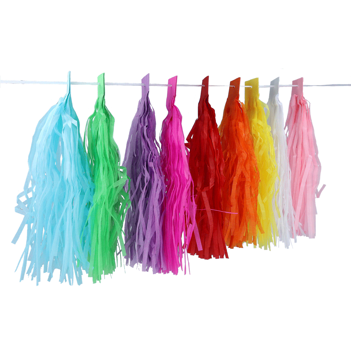 Wimpel, buntes Tassel, Papierstreifen, Girlande, Deko, bunting, Papier-Tasseln, Girlande, bunte Tasseln, Party-Dekoration, Tassel, Papier, Girlande, Bunte Taschentücher, Farbenfransen