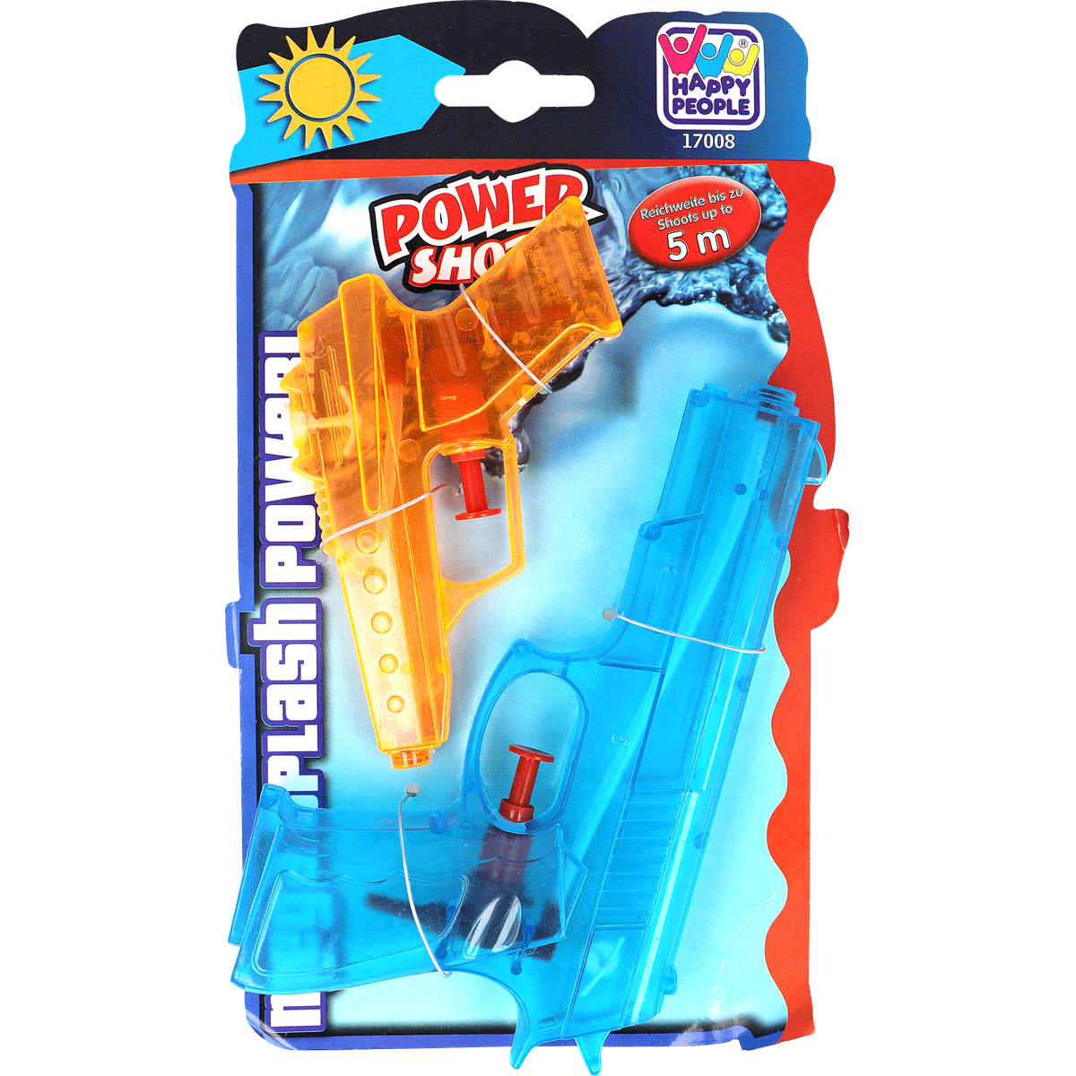 Plasterschusswaffe, Wasserpistole, Transparente Farben, Kunststoff, 5 m Reichweite, Nerf-Gewehr, Wasser-Spielzeug, Power-Schuss, Orange-Blaster, Blaues Clip, Scheinwerfer, Wasserpistole, Spielzeug, Transparent, Orange