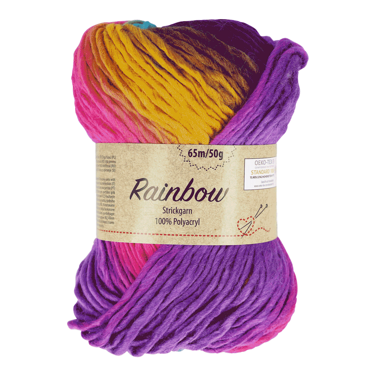 Wollgarn, Strickgarn, Polyacryl, Mehrfarbig, Rainbow, Rainbow, Strickgarn, Polyacryl, Mehrfarben, 50g, Rainbow, Strickgarn, Polyacryl, Mehrfarbig, 50g