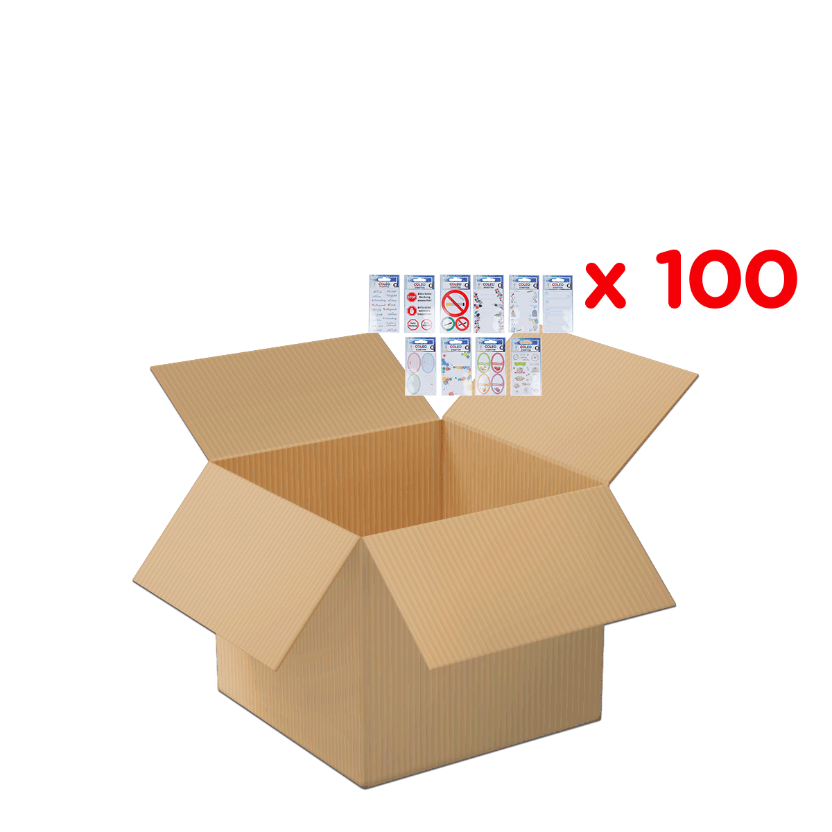 Kartonbox, offenes Paket, Verpackung, Zusammenbau, Versandbox, Kartongrundstück, Kartonbox, Versandbox, Inhalt: Kleinteile, Gehäuse: offen, Kartonbox, offenes Karton, Verpackung, Bundle, 100-teilig
