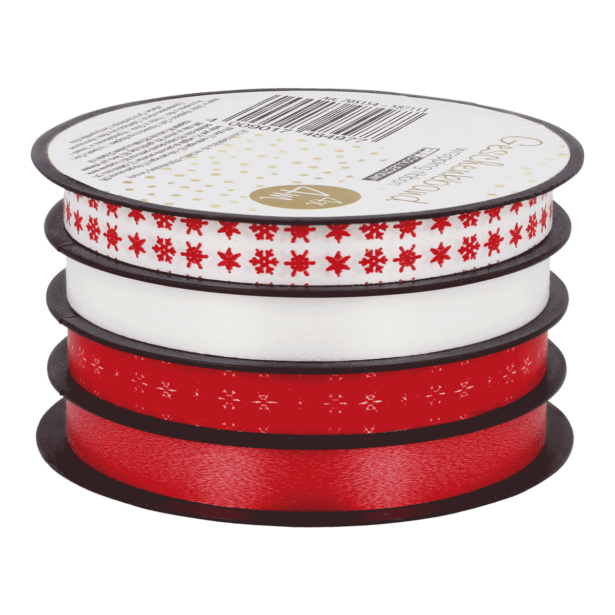 Geschenkband, Dekorband, Weihnachten, Schneeflocken, Rotes Band