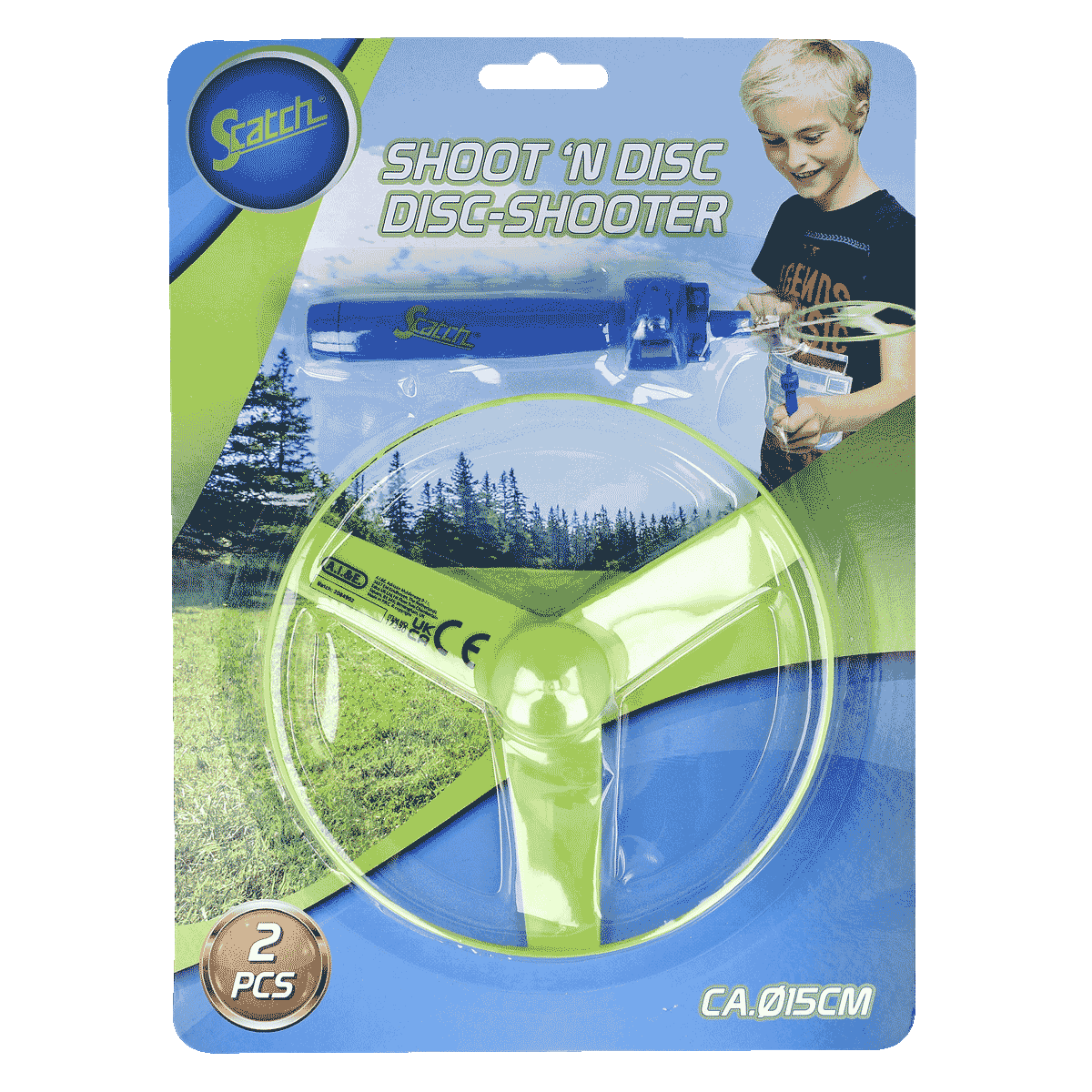 Disc shooter, Saw blade, Green, Plastic toy, 2 pcs, Luftpfeife, Anhänger-Rad, Discgolf-Disc, Grün, 2er-Pack, Disc shooter, Outdoor toy, Toy propeller, Green color, 2 pieces