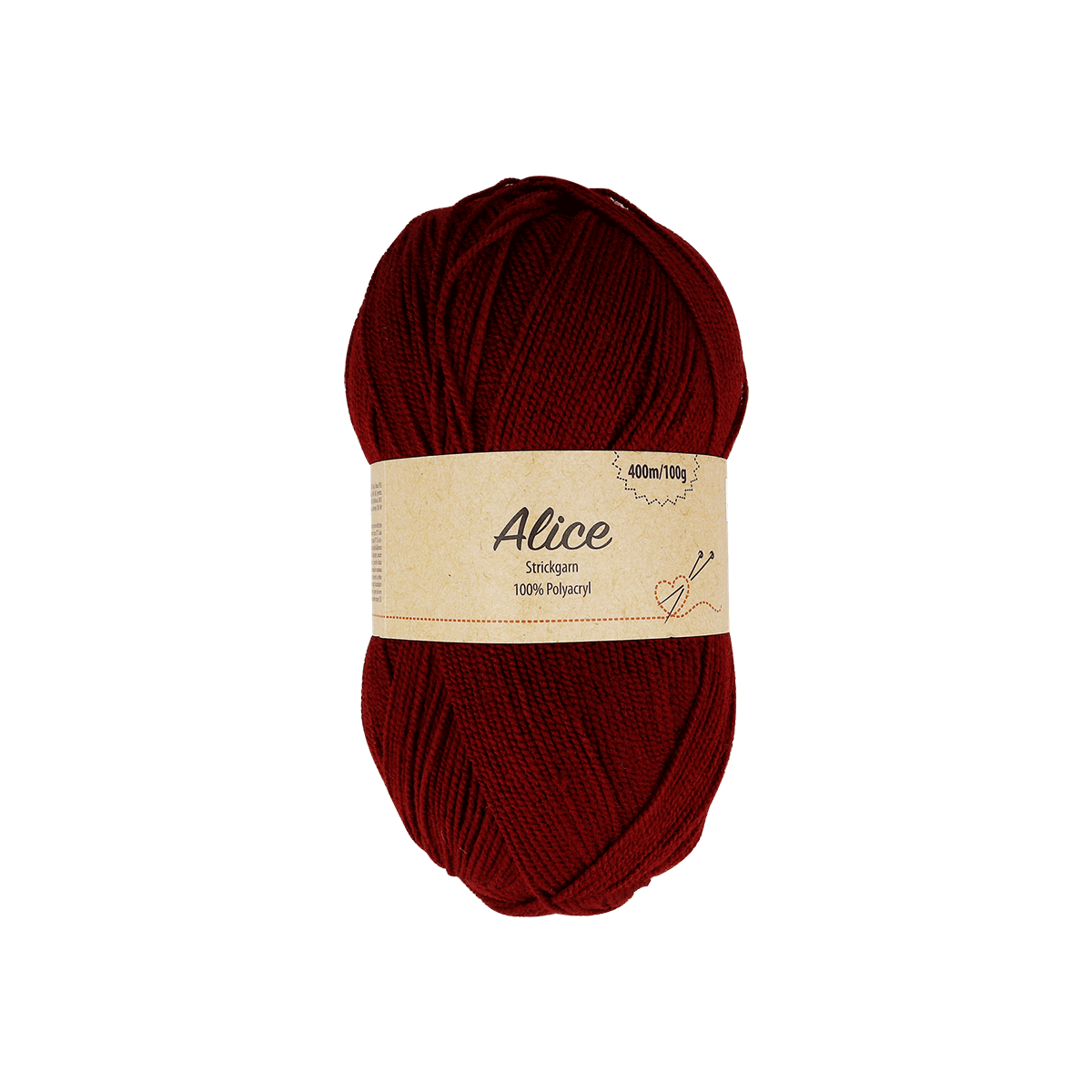 Wolle, Garn, Kordelgarn, Rot, Polyacryl, Wolle, Schnurknäuel, Rot, Polyacryl, Alice-Label, Wollknäuel, Strickgarn, Polyacryl, Rot, 400m/100g