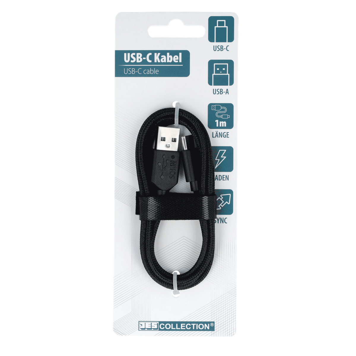 USB-C kabel, Kabel, Länge 1m, USB-C, USB-A, USB-C Kabel, USB-C, Kabel, Länge 1m, Schwarz, USB-C kabel, Ladekabel, USB-C, USB-A, 1m Länge