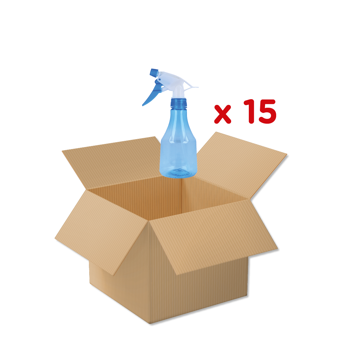 Sprühflasche, Blaues Spray, Plastikflasche, Reinigungsutensil, Schachtel Set 15, Sprayflasche, Reinigungsmittel, Kartonbox, Leer, 15 Stück, Sprühflasche, Reinigungsmittel, Durchsichtige Flasche, Paket x15, Kartonschachtel