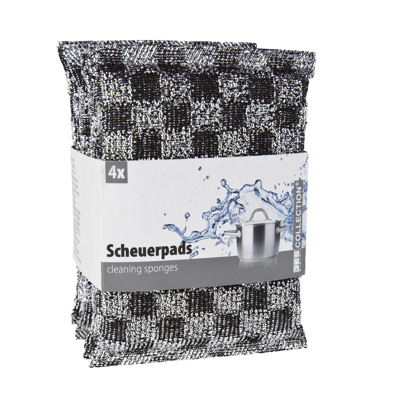 Reinigungsschwämme, Scheuerpads, Waschbar, Mikrofaser, Checkered Muster, Scheuerpads, Cleaning sponges, Checkered pattern, Grau-schwarz, Küchenzubehör, Scheuerpads, Cleaning sponges, Karomuster, Grau Schwarz, 4x