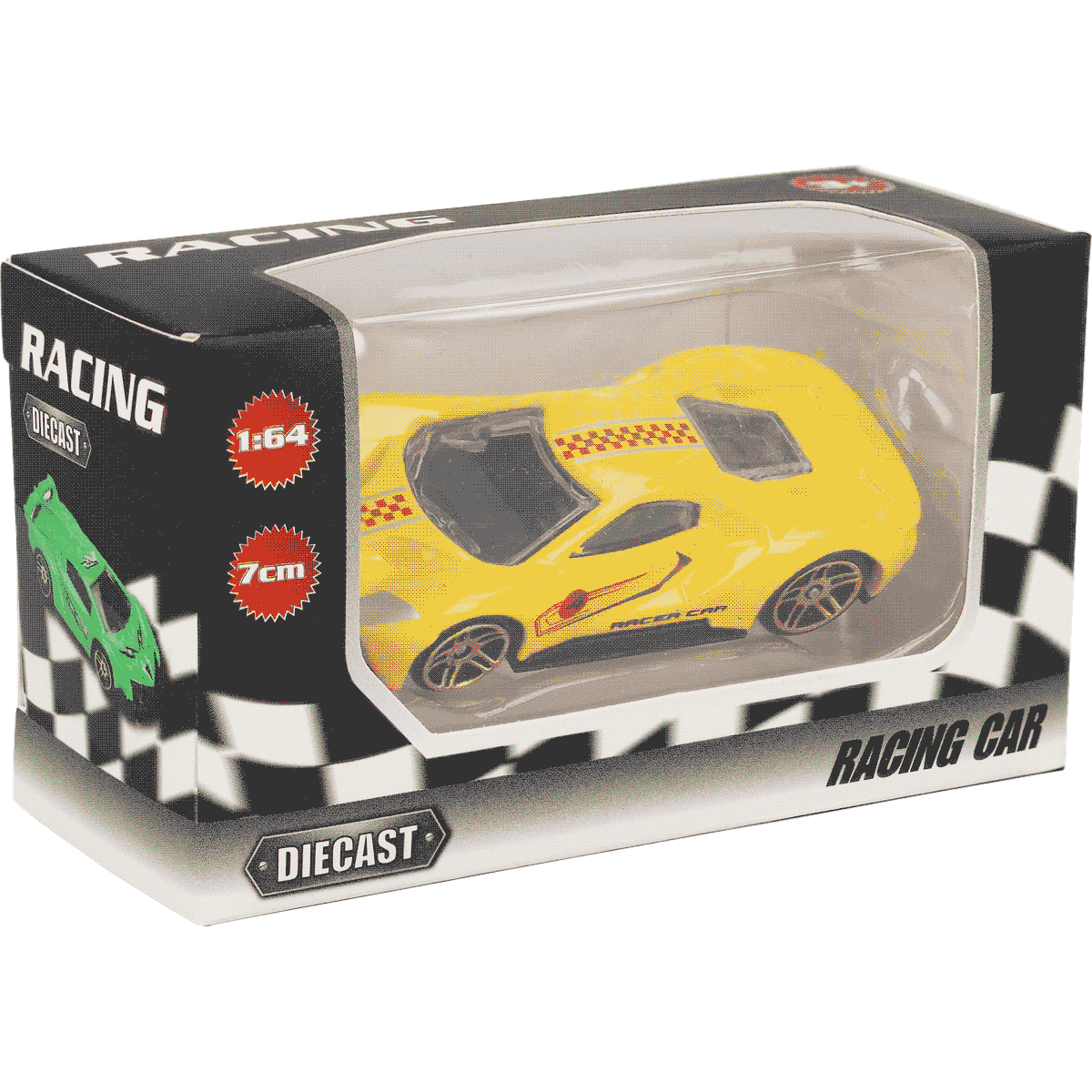 Rennwagen, Diecast, 7 cm, Gelb, Karomuster, Racing-Auto, Diecast, Geschenkspielzeug, Gelbes Auto, 7 cm, Racing Auto, Diecast, Gelb, Checkered Muster, Kleines Auto