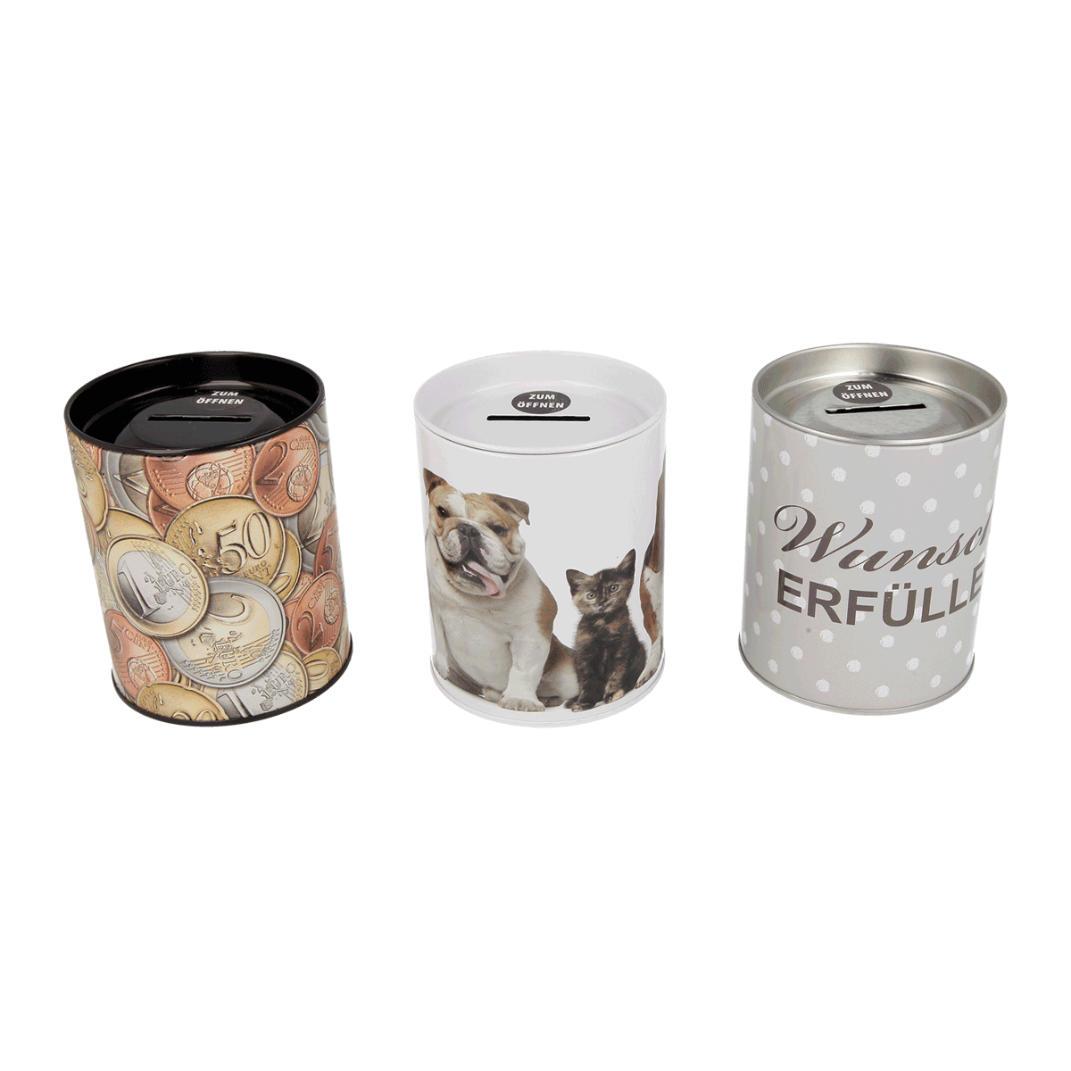 Münzdesign, Geldscheine, Tiermotiv, Spardose, Metallisch, Spardose, Kunststoffbehälter, Motivteller, Tiermotiv, Münzschubfach, Aufbewahrungsdose, Spardose, Dosenform, Tiermotiv, Münzdesign