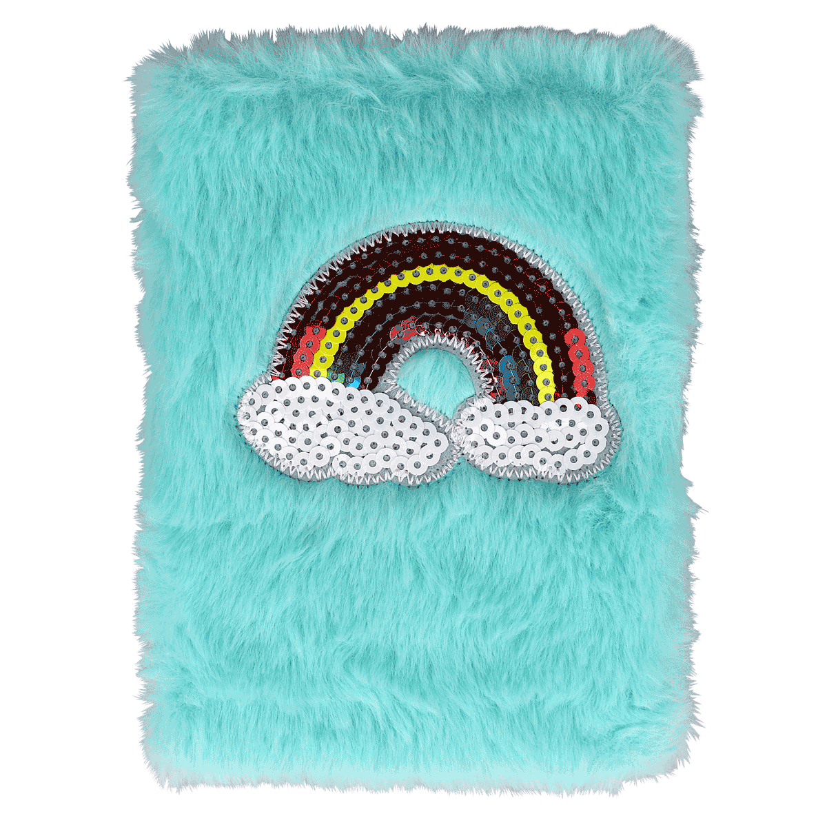 Plüsch, Flausch, Regenbogen, Sequin-Applikation, Wolkenstich, Plüsch, Flauschig, Regenbogen, Pailletten, Kissenbezug, plüsch, regenbogen,  sequins, türkis, kissen