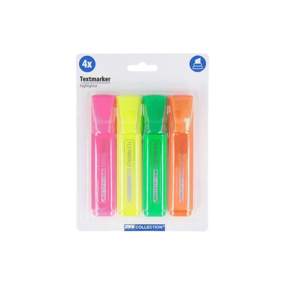 Textmarker, 4er-Set, Neonfarben, Keilspitze