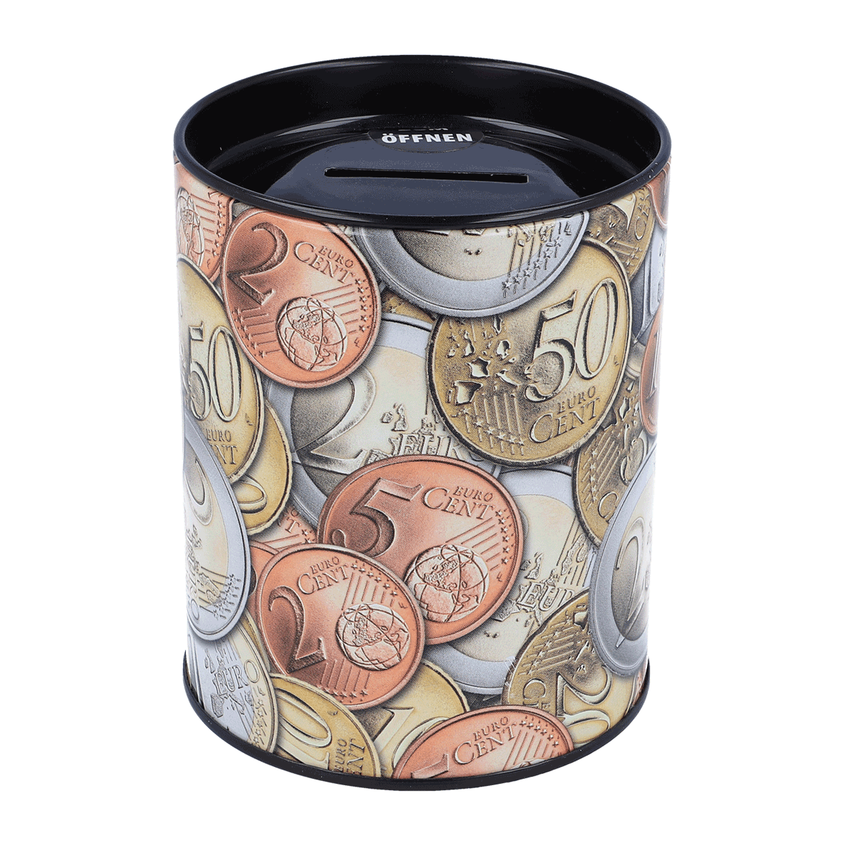 Münzmotiv, Geldscheine, Münzdose, Münzen-Design, Geldbehälter, Geldbeutel, Münzen, Spardose, Bündel Münzen, Euro-Münzen, METALLIC, Münzdesign, Spardose, Rund, Geldscheine Münzen