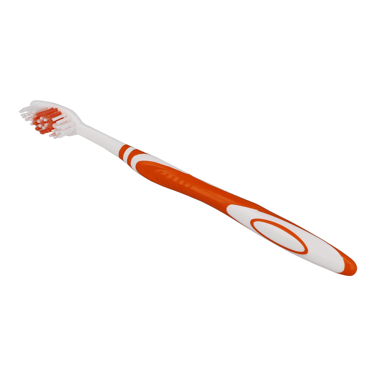 Zahnputzborsten, Zahnbürste, Bürstenkopf, Orangene Griffe, Kunststoff, Zahnborste, Zahnbürste, Orangene Grifffläche, Weiche Borsten, Handzahnbürste, Zahnbürste, Bürste, Zahnreinigung, Orangene, Kunststoff