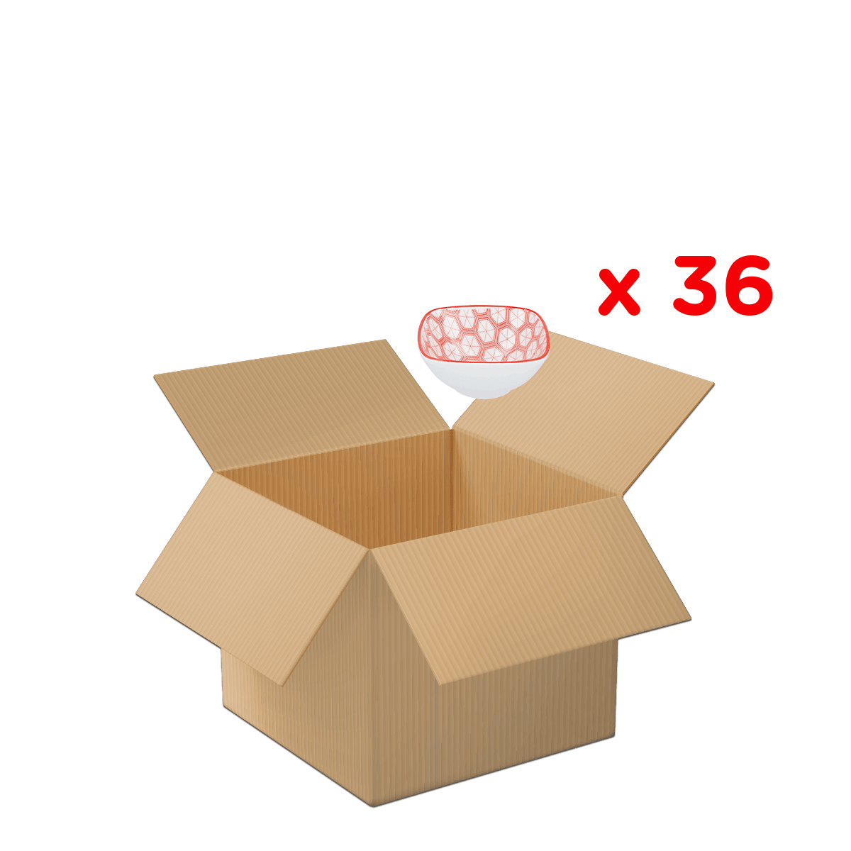 Kartonbox, Offene Box, Schachtel, Porzellanschale, Muster-Design, Kartonschachtel, Umzugskarton, brauner Karton, Offenes Paket, Schüssel im Paket, Kartonbox, Offene Schachtel, Verpackungskarton, Lieferkarton, Mengenangabe 36