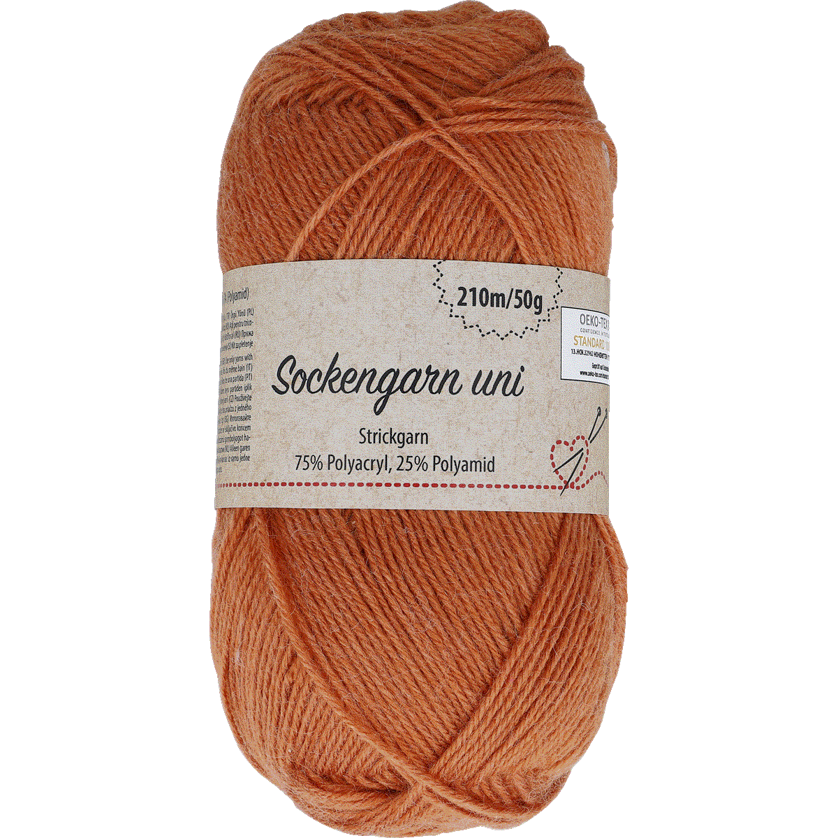 Sockenwolle, Strickgarn, orange, 75/25 Polyacryl-Polyamid, 210m/50g, Sockenwolle, Strickgarn, 75% Polyacryl, 25% Polyamid, orange, Sockenwolle, Strickgarn, Orangene Farbe, 75% Polyacryl, 25% Polyamid