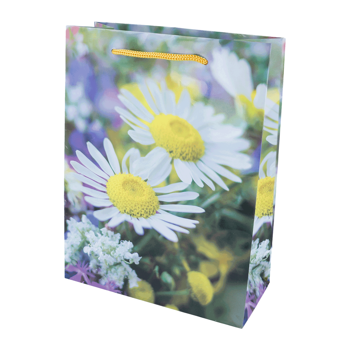 Geschenktüte, Blumenmuster, Papiertragetasche, Blumen-Druck, Gartenblumen, Tasche, Geschenkverpackung, Blumenmuster, Papiertragetasche, Margerite, Geschenktüte, Blumenmuster, Pappe, Schmuckband, Kartonbeutel