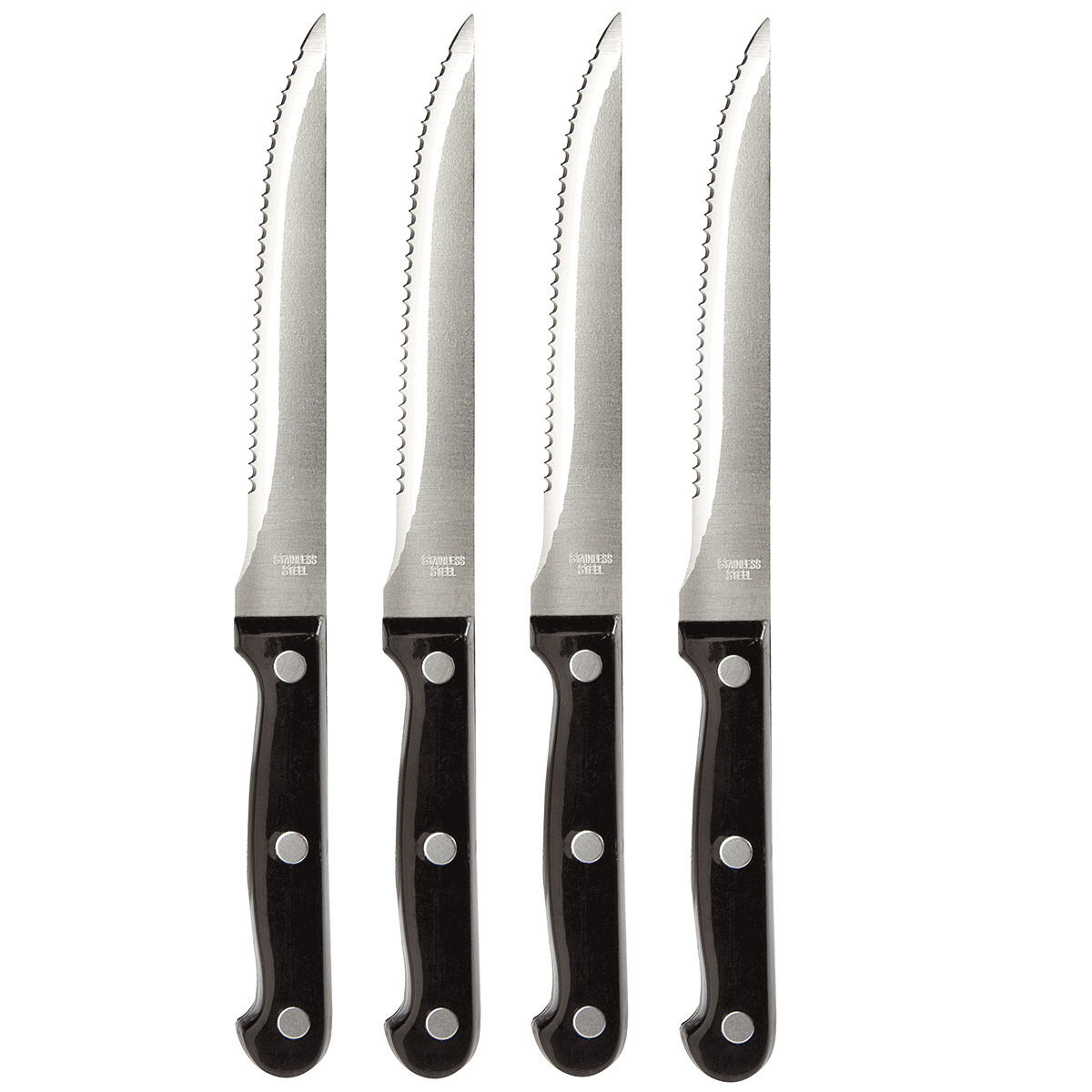 messerset, chef knife, stainless steel, black handle, set of four, messer, messer-set, stahlschneide, vierer-set, griffe-schwarz, messer, küche, stähle, vierer set, klingenkante
