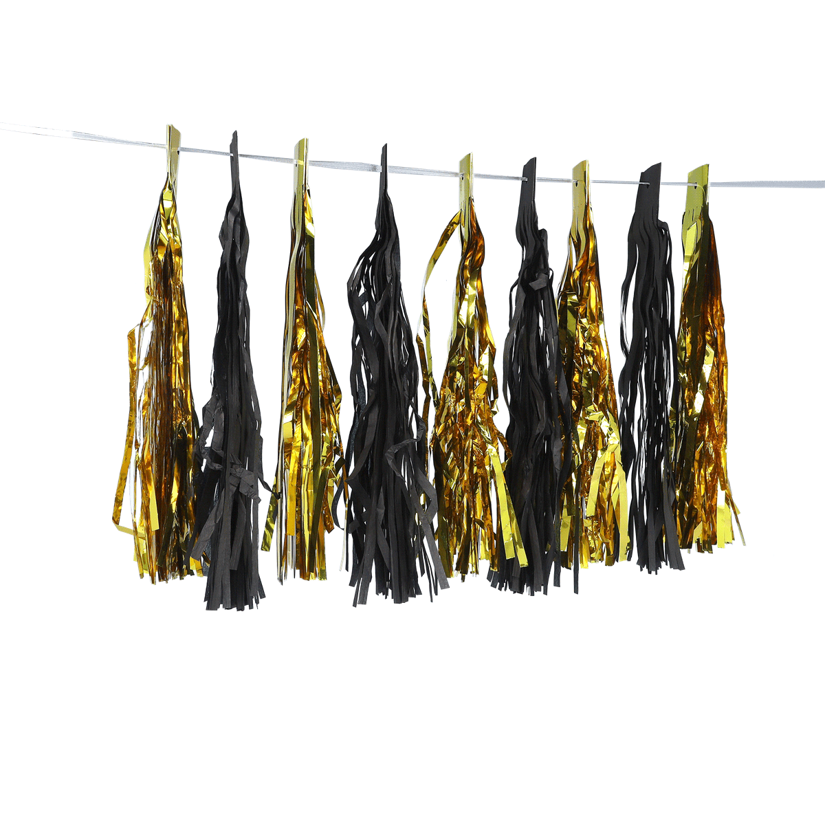 girlande, Tinsel, Partydekoration, Gold, Schwarz, Pompoms, Girlande, Dekoration, Künstlerband, Gold-Schwarz, tassel, garland, streamer, gold, black