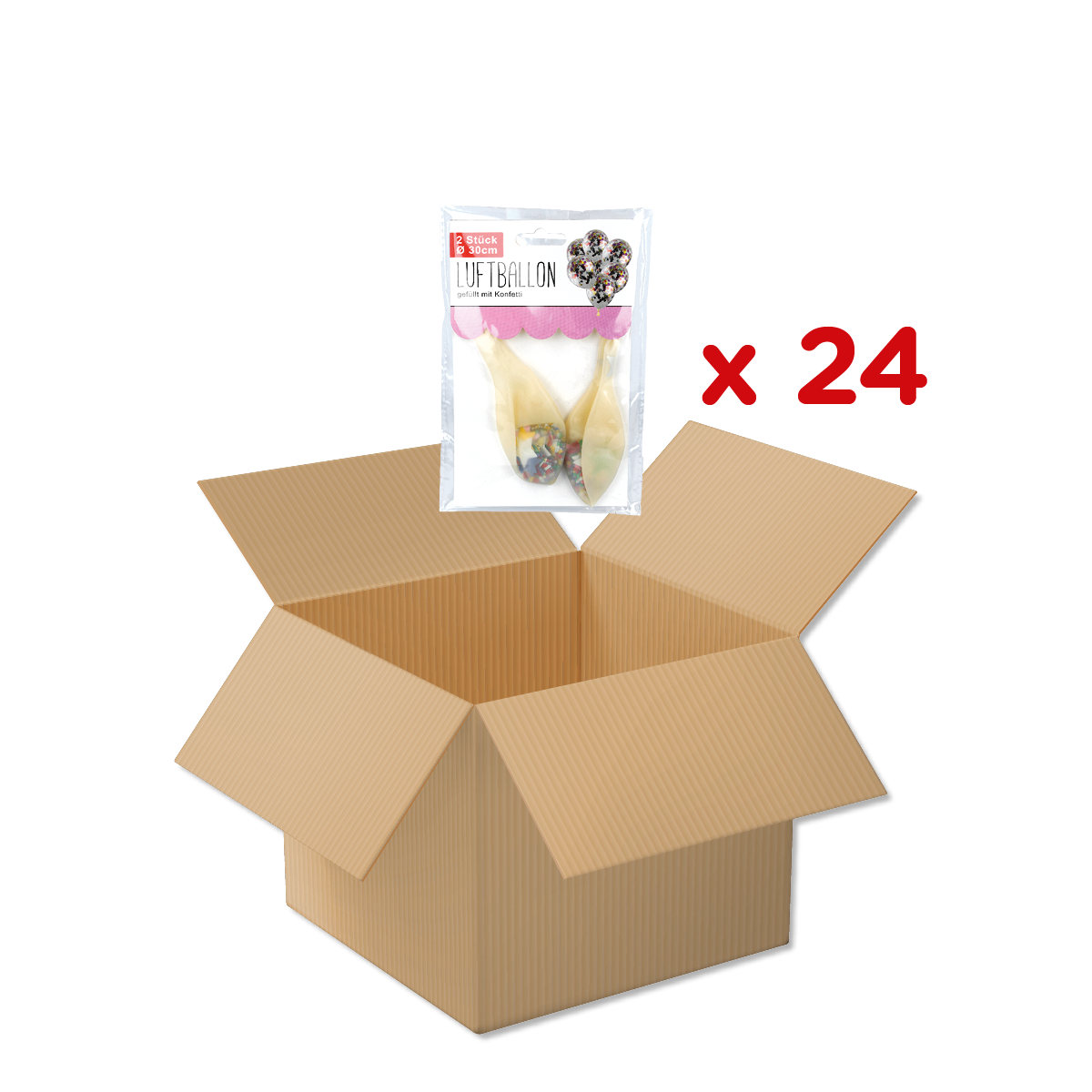 Luftballon, Ballonset, Konfetti, 2 Stück, 24er Pack, Luftballons, Ballons, Konfetti, Kinderparty, Verpackung, Luftballon, Ballon, Konfetti, Kartonbox, Paketset