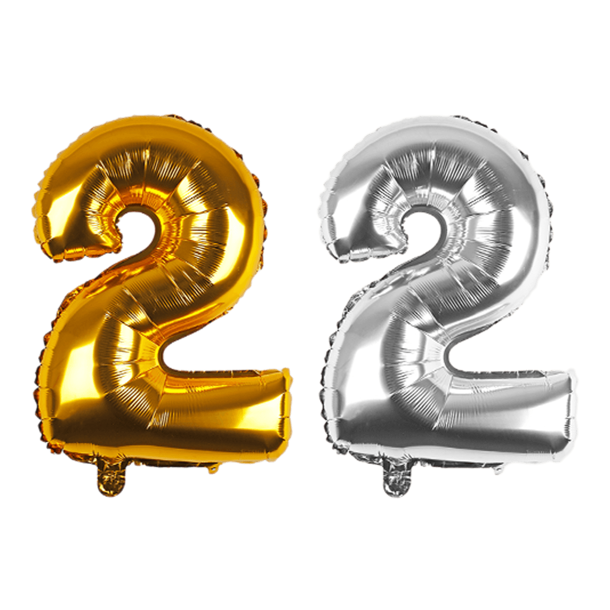 Ballon, Zahl 2, Luftballons, Gold, Silber, balloons, nummer 2, gold, silber, Folienballon, Luftballons, Zahl Plüschballon, Gold, Silber, 2erSet