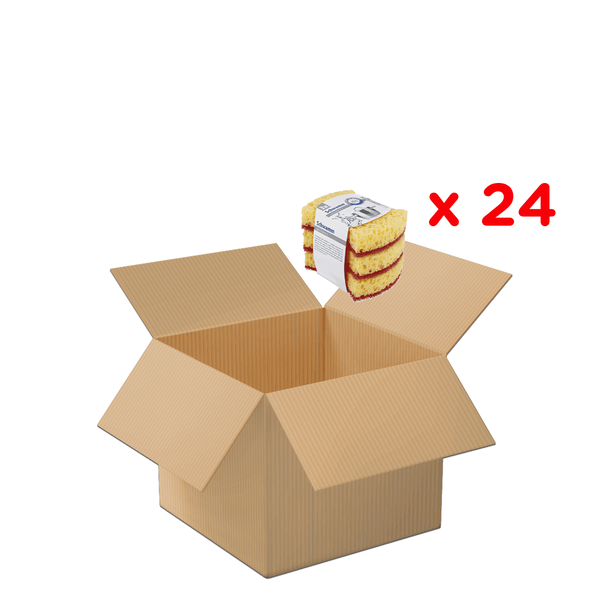 Kuchen, Biskuitkuchen, Verpackung, Schachtel, 24 Stücke, Kuchen, Spongecake, 3-Layer, Packung, Box, box, Karton, offenes Paket, Kuchen,  sponge cake