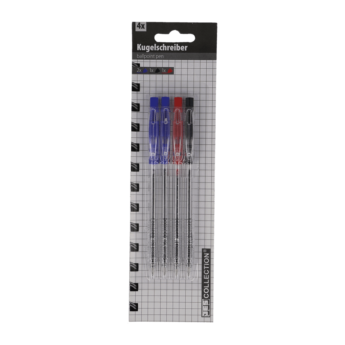 Kugelschreiber, Ballpoint, Schreibset, 4x, Gehäuse-transparent, Kugelschreiber, Ballpoint, Schreibset, 4erPack, Transparente Hülse