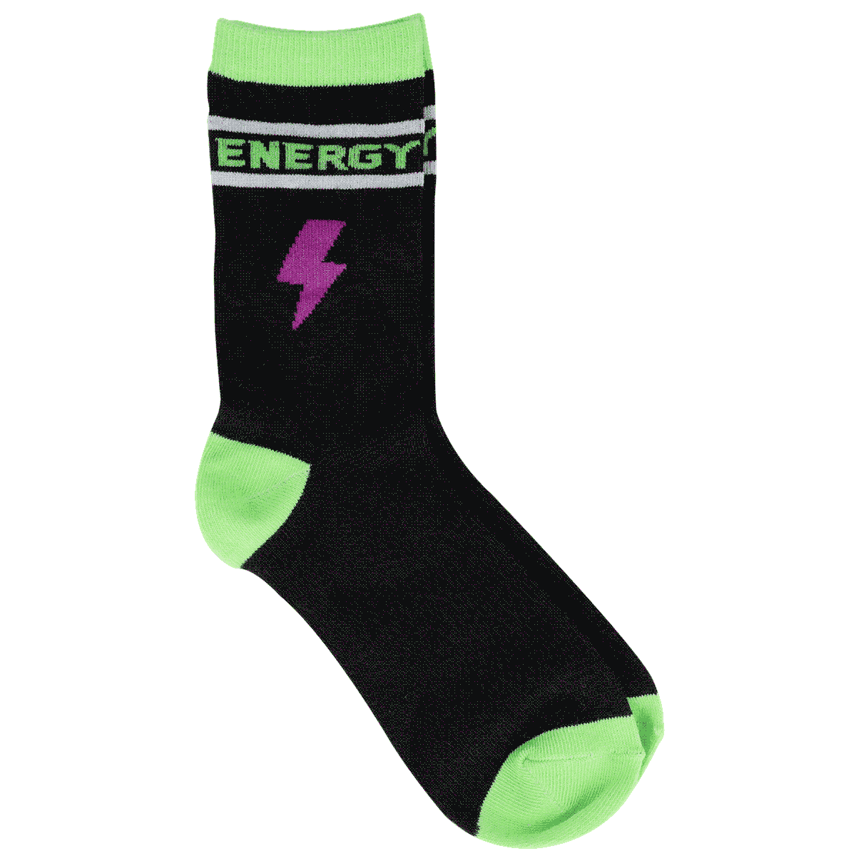 Socken, Knöchel-Socke, Schwarz, Neon-Grün, Blitz-Logo, Socken, Knöchelhoch, Neon-Grün, Lightning-Logo, Strick, Socken, Energetisches Design, Blitzsymbol, Neon-Grün, Schwarz