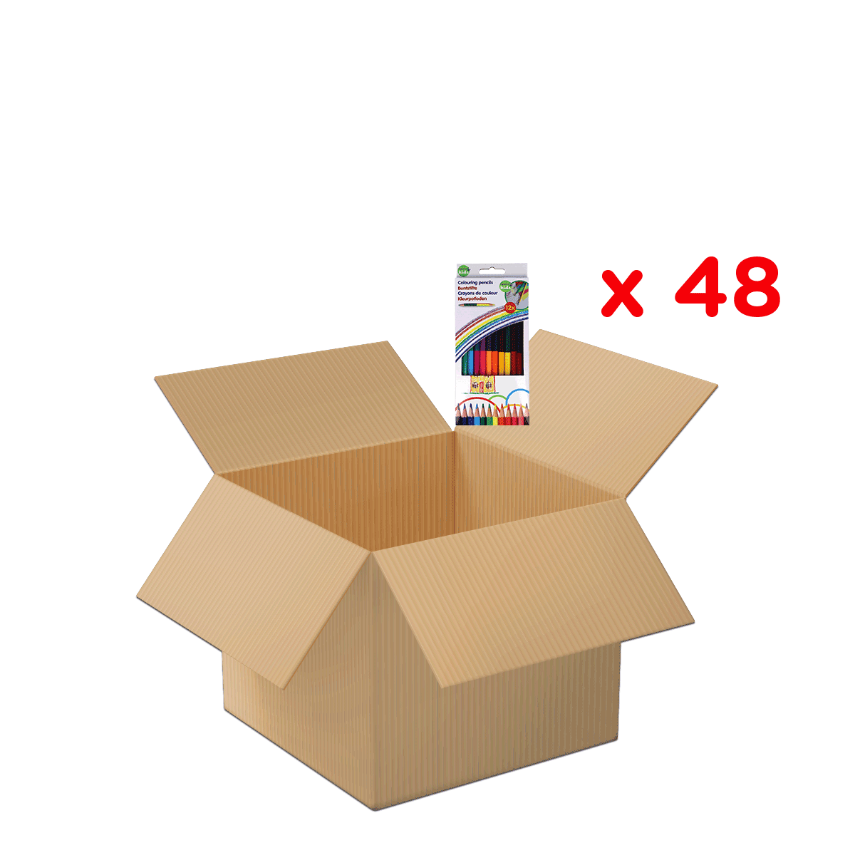 Karton, Umzugskarton, Offen, Paket, Kreidefarben, Kartonschachtel, Umzugskarton, Vorratskarton, Pappe, Kartonbox, Kartonbox, offene Kartonbox, Farbstifte, Malset, 12er Farbstiftkasten