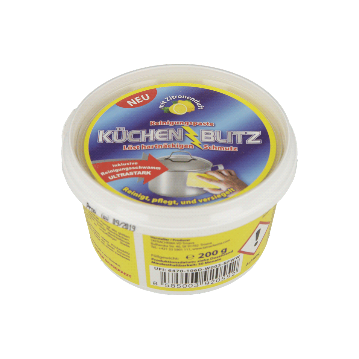 Küchenpaste, Reinigungscreme, Zitronenduft, Küchenschaum, Ultrastrong, Küchensiegel, Reinigungspaste, Lößt hartnäckigen Schmutz, Ultrastark, Zitrone, Küchenreiniger, Reinigungspaste, Küchen-Blitz, Ultrastrong, Zitrone