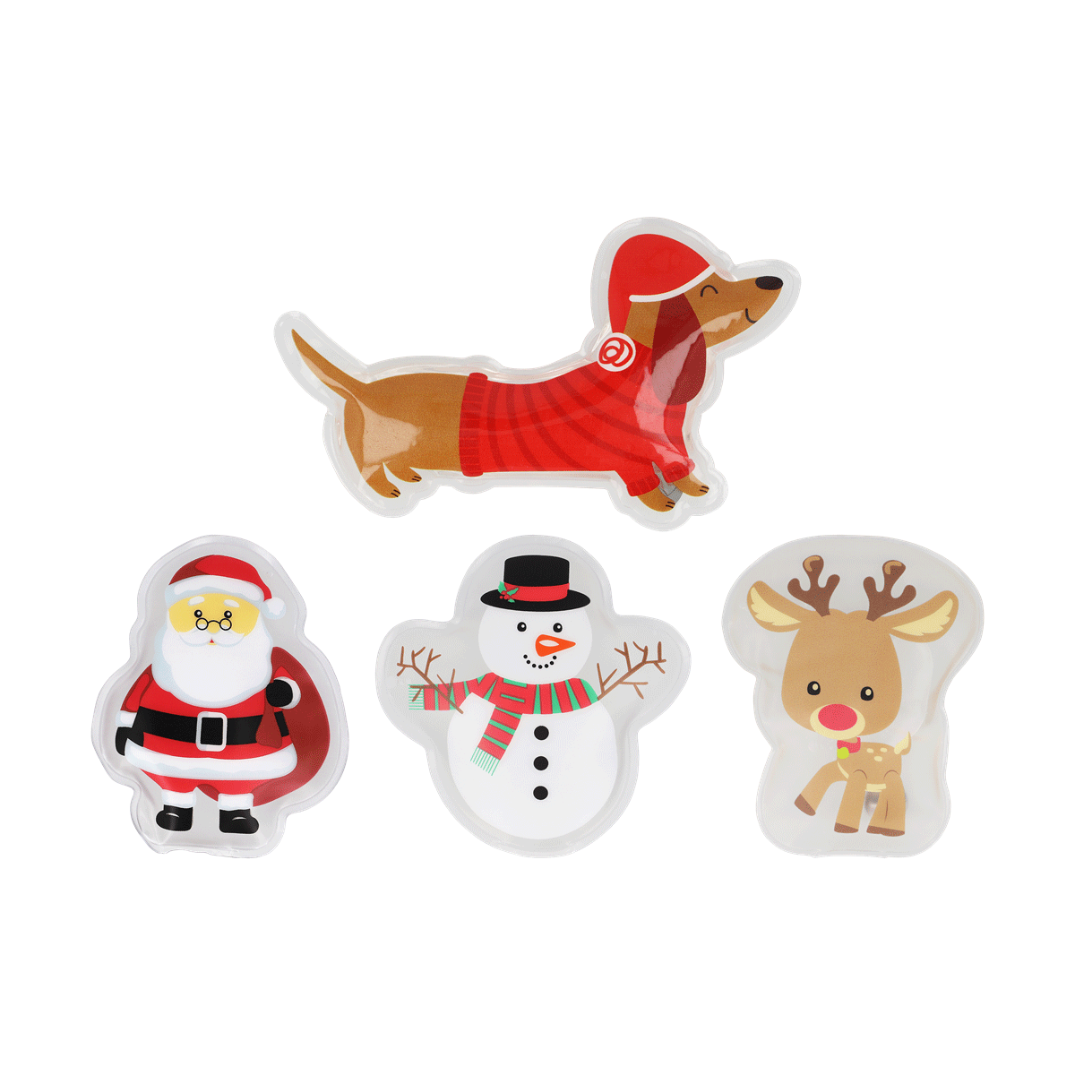 Weihnachtssticker, Dackelmotiv, Weihnachtsmann, Schneemann, Rentier